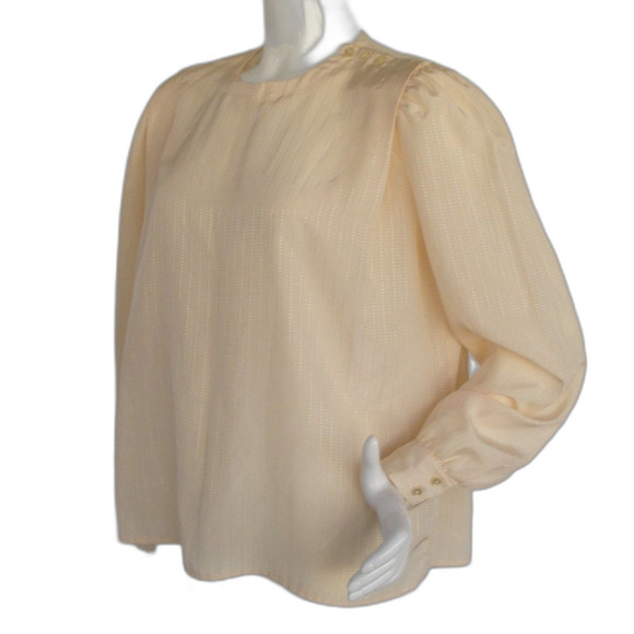 Anne Klein Blouse/Top, XL, Statement Shoulders, Buttery Yellow, Long sleeves - Picture 3 of 12